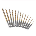 1/4 Inch Hex Shank Twist Drill Bit/ Titanium Coated HSS Twist Drill Bits